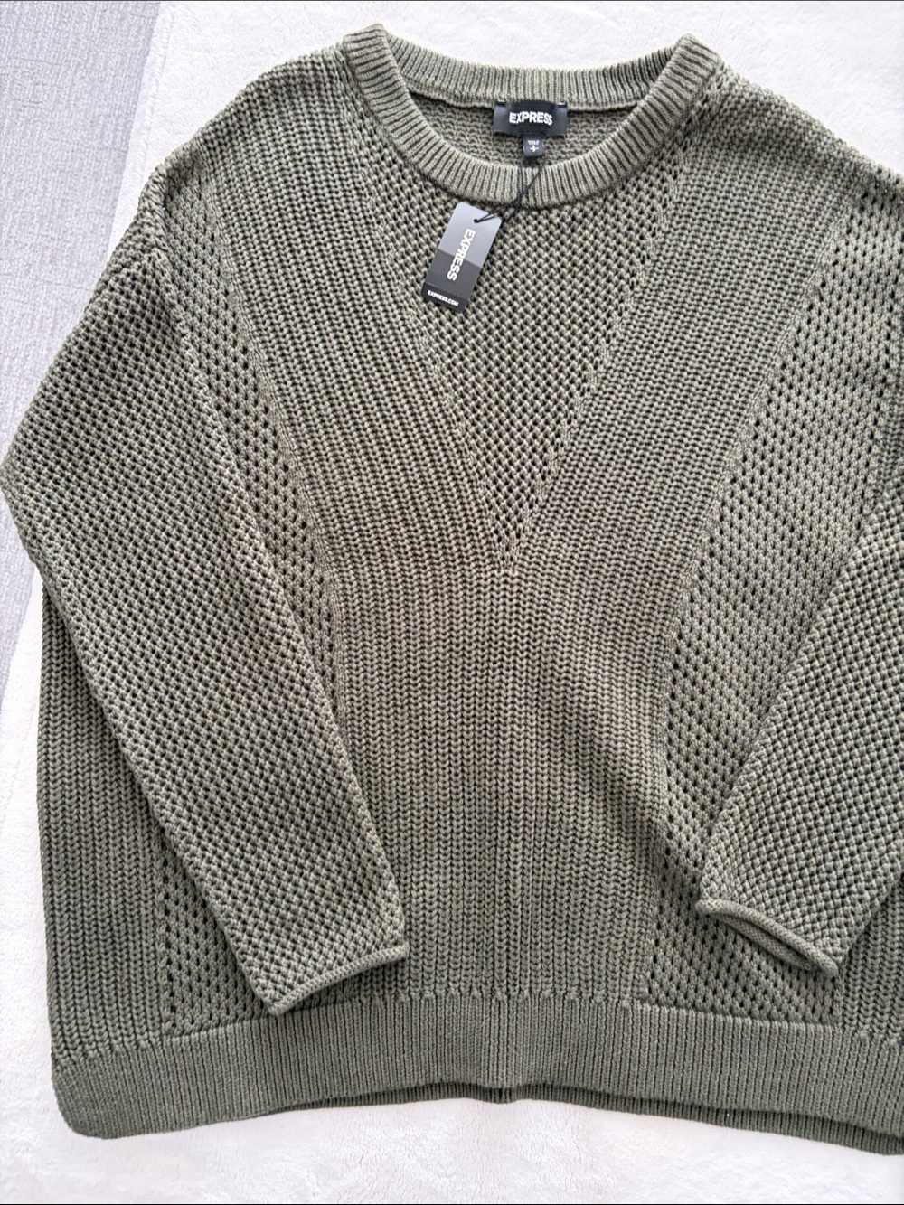 Express Women’s Olive Crewneck Knit Sweater